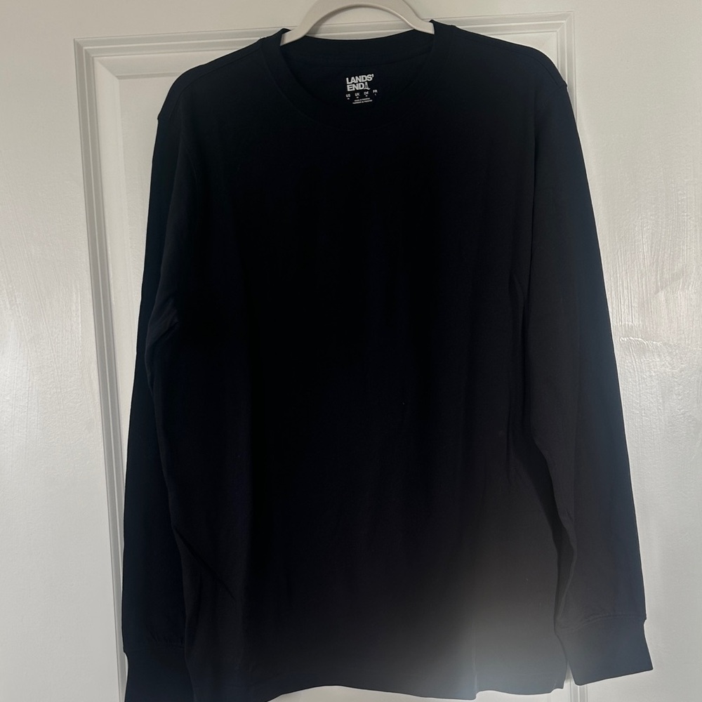 Lands' End Men's Classic Black Long Sleeve Tee